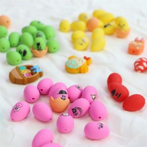 Buy cheap Silicone Teething Beads With Custom Printing Design Silicone 3D Easter Eggs With Shell Focals from wholesalers