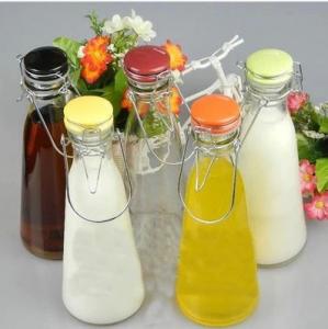 Buy cheap 500ml  1000m beverage bottle with handle Glass milk bottles juice bottle with ceramics cap product