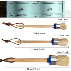 Chalk Paint Brush Set 3 Pcs For Furniture Natural Bristle Painting Waxing