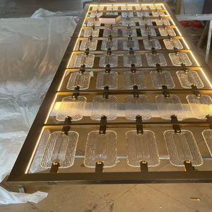 Buy cheap Rose Gold White Crystal 304 Stainless Steel Partition For Restaurant Decoration With Light from wholesalers