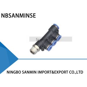 Buy cheap One Touch Plastic 5 Way Air Quick Pneumatic Connection Fitting R Thread Hose connector PKD five pipe joint Sanmin from wholesalers