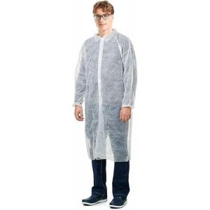 Disposable Polypropylene Lab Coat with Double Collar Dust-Proof and Breathable