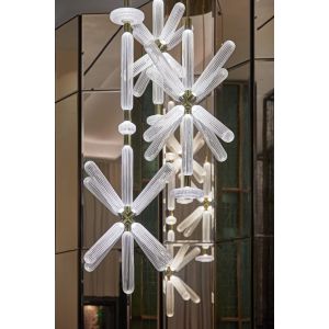 Buy cheap Custom Large LED Chandelier Lamp Vintage Style Iron Metal Pendants Glass Residential Hotel Lobby Decor Hanging Installation Bulb from wholesalers