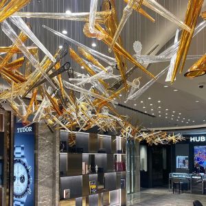 Villa KTV Hotel Lobby Chandelier With Unique Irregular Shape And Remote Control