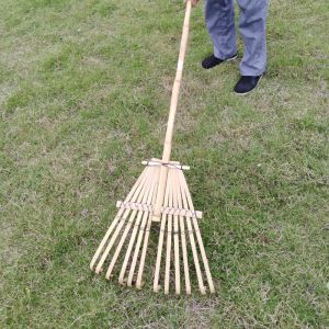 Buy cheap 11 Tine 145cm Bamboo Rake Handmade Rustless Garden Rakes Harrow from wholesalers