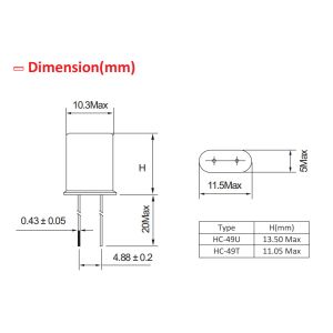 20pF 30ppm Through Hole Crystal Oscillator 455KHz High Frequency