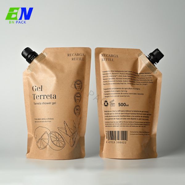 Buy cheap 1000ml Shampoo Pouch Refill Kraft Paper With Plastic Cap from wholesalers