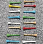 Buy cheap Wooden golf tees in white, red, blue, green color and natural wood color from wholesalers