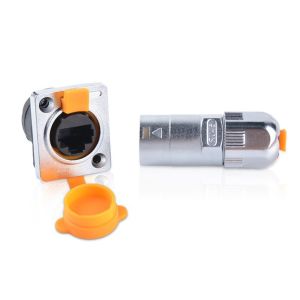RJ45 8P8C Waterproof IP65 Plug Panel Mount Socket Network Cable Connector