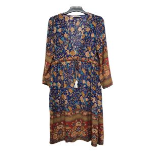 Buy cheap Custom Women Deep Sexy V Neck Dress Floral Print With Waist Strap Casual Style from wholesalers