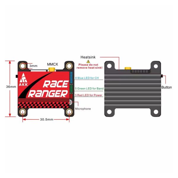 Quality AKK VTX 5.8G 1.6W Long Range Transmitter 5.8Ghz 1000mW 2000mW 3000mW FPV VTX 40CH for sale