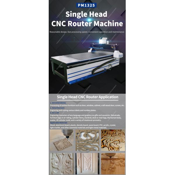 3200x1700x960mm Single Spindle PM1325 3D CNC Router Machine for Wood Cutting Engraving