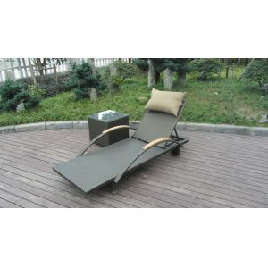 Buy cheap Modern Rattan Sun Lounger , Folding Lounger With Side Tea Table from wholesalers