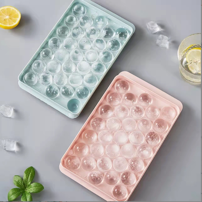 Reusable Ice Cube Tray Eco-Friendly Food Grade Round Ice Ball Maker Mold for Freezer