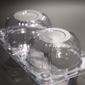 Buy cheap Eco Friendly Biodegradable PET Rectangular Food Container with 2 Compartments from wholesalers