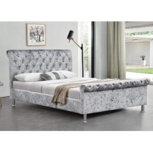Buy cheap Wholesale Velvet Upholstered Bed Frame With Luxurious Buttons High Headboard from wholesalers