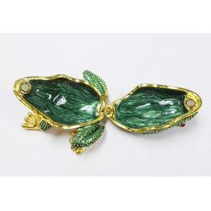 New design reinstone enamel Jiraffe frog pewter jewelry box metal pewter frog
