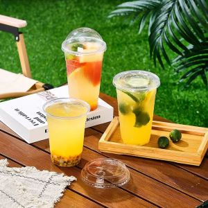 Buy cheap Disposable Plastic PET Cups with Lids Smoothie Milk Shake Cups Clear Disposable PET Plastic Cup for Boba Milk Tea from wholesalers