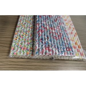Buy cheap Flower design paper straws Christmas party supplies paper drinking straws from wholesalers