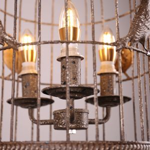 Rustic Cage Birds Chandelier for farmhouse Bedroom Sitting room lighting (WH-CI