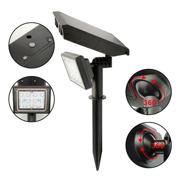 Quality 12LED Solar Powered LED Light ABS 1500mah 18650 Lithium Battery 21.5x13.5x8.5cm for sale