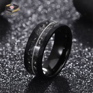 Buy cheap Mens Black Tungsten Meteorite Inlay Wedding Band 8mm With Geometric Diamond Shape And Guitar String Design from wholesalers