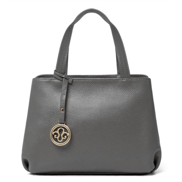 Buy cheap Full Grain Grey Leather Crossbody HandBag Purse With Zipper from wholesalers