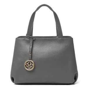 Buy cheap Full Grain Grey Leather Crossbody HandBag Purse With Zipper from wholesalers