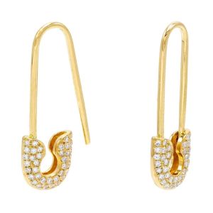 Buy cheap 925 Sterling Silver Paperclip Hoop Earrings with Pave Zircon and Safety Pin Design for Women from wholesalers