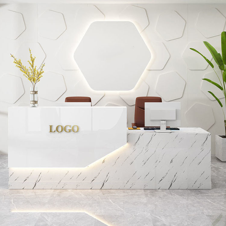 Buy cheap 2M Modern Reception Desk Customizable Logo White Reception Table from wholesalers