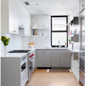 Buy cheap Customized Small Spaces Lacquer Kitchen Cabinet White And Gray from wholesalers