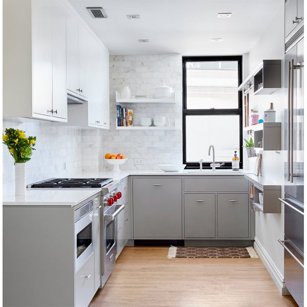 Buy cheap Customized Small Spaces Lacquer Kitchen Cabinet White And Gray from wholesalers
