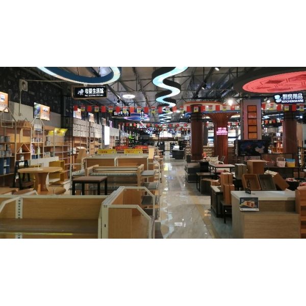 Medium Duty Double-Sided Supermarket Rack with 1-7 Layers Metal and Wood Material