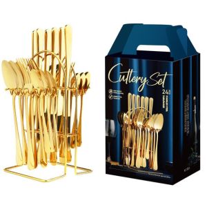 Buy cheap SGS 24 Pieces Golden Silverware Set from wholesalers