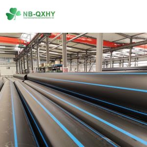 HDPE Plastic Polyethylene PE Pipe Water Supply Tube with Blue Stripe Customized