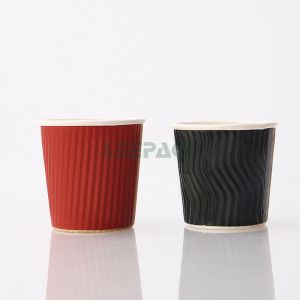Buy cheap disposable ripple wall coffee paper cup for hot drink PE coated paper cup with lids 8oz 10oz 12oz 16oz can be customized from wholesalers