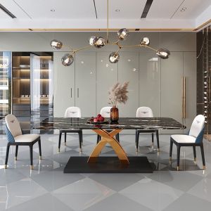 Light Luxury Functional Granite Dining Table In Rectangle Shape
