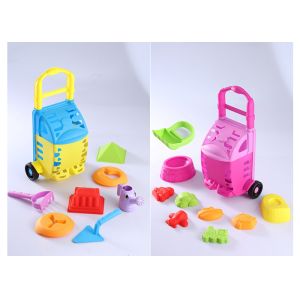 Buy cheap 11 " Portable Trolley Cart Beach Sand Toys Set W / Big Storage Bucket 7 Pcs from wholesalers