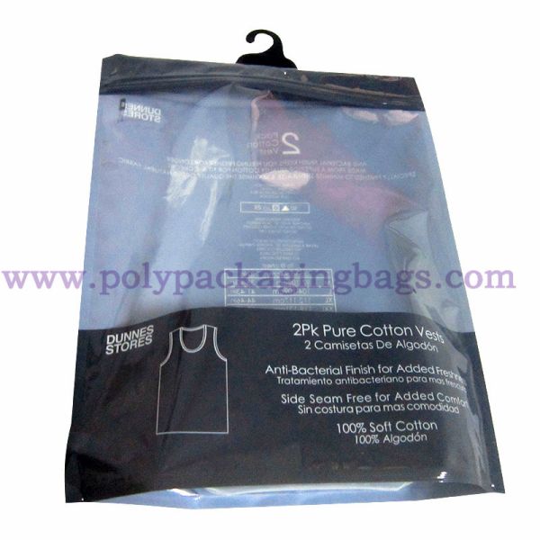 Quality 60 Mircon OPP PET Poly Hanger Bag With Plastic Hook for sale