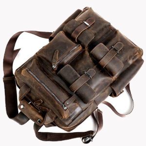 Buy cheap Men'S Retro First Layer Cowhide Travel Hiking Backpack from wholesalers