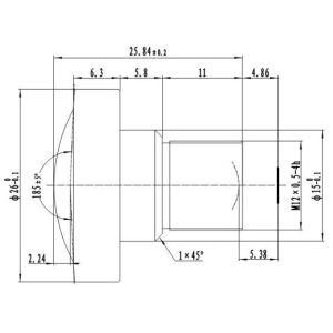 1/1.8″ Φ4.82mm 1.7mm F2.0 8mp 185 degree M12x0.5 fisheye lens with IR correction