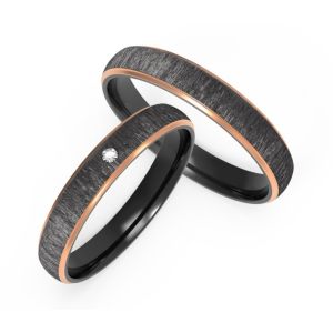 China Silk Pattern Black Titanium Engagement Rings 8mm Polished Couple Ring on sale