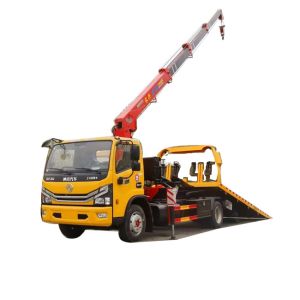 Buy cheap Customized 4x2 Dongfeng Small Tow Trucks Wrecker Truck 3.2 Tons Flatbed Body Road-block Removal Truck With 3Tons Crane from wholesalers