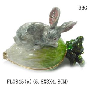Fairy Rabbit Enameled Trinket Box Bunny Jewelry Box Pewter Rabbit Jewelry