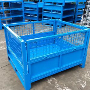 Buy cheap Grid Material Metal Pallet Crate Folding Mesh Container Customized from wholesalers