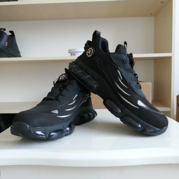 Quality Steel Toe BOA Rotating Button Work Shoes Flying Knit Comfortable Safety Shoes With Kevlar Midsole And PU Sole for sale