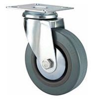 light duty 3" threaded stem grey rubber caster, 2.5 inch, 3 inch grey rubber