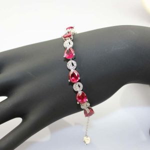 Buy cheap Sterling Silver Created RUBY Clear CZ Diamonds Tennis Bracelet(B02RUBY) from wholesalers