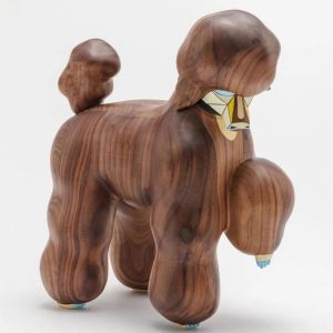 Buy cheap Brown Wooden Dog Statues Sculptures With Beech Birch Mateiral from wholesalers