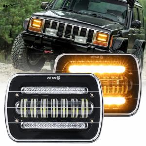 Buy cheap 100W 9880LM DOT Amber/White DRL Turn Signal Rectangular Headlamp Special Feature High Beam from wholesalers